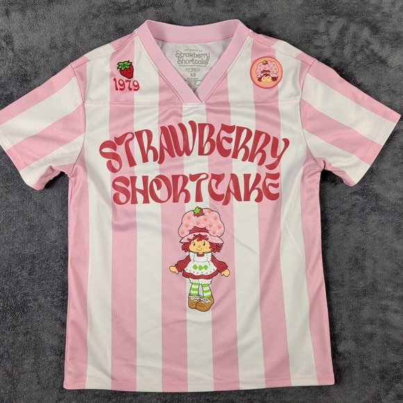 Strawberry Shortcake Tops - Juniors' Strawberry Shortcake Soccer Jersey | Pink-White Size S